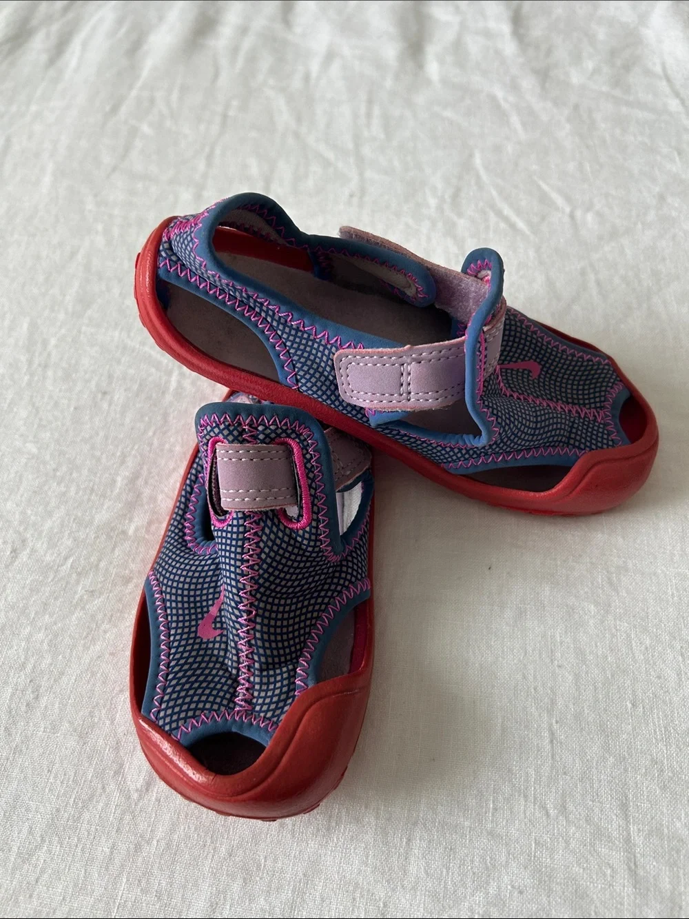 Nike Kids Navy, Pink and Red Open-Toe Water Sandals, Sz. 8, Gently Used.
